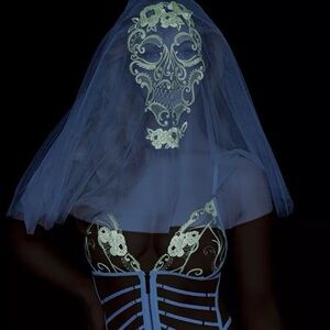 Honey Birdette Valeria Veil with Glow in the Dark Lace